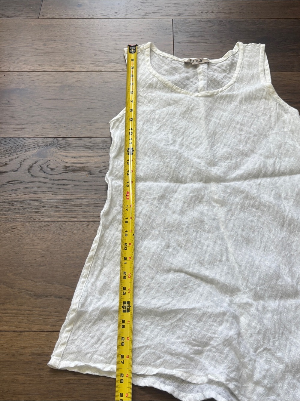 FLAX Asymmetrical Linen Tunic Top White Gingham Sleeveless Small - Picture 11 of 13